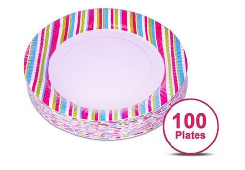Disposable 23 CM Stripe Printed Paper Food Plates For Party, Hotel. Wedding, Event