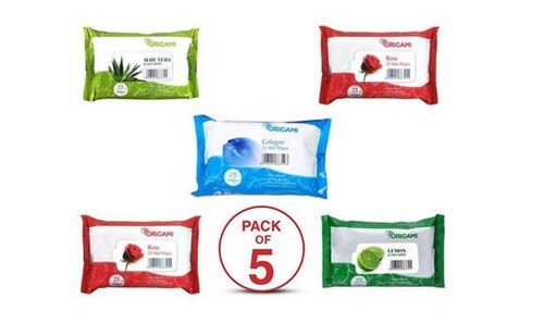 Disposable 25 Pulls Perfumed Soft Wet Wipes (Pack Of 5) For Personal Hygiene