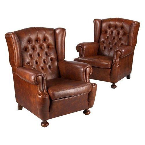 Modern Design High Back Brown Color Wing Chair with Arm Rest