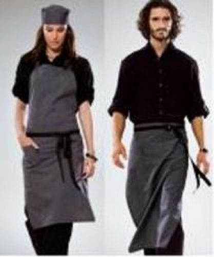 Black And Gray Full Sleeves Plain Restaurant Uniforms For Mens And Womens