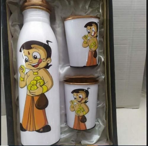 Elegant And Stylish Chhota Bheem Print Copper Bottle With Screw Cap Capacity: 500 Milliliter (Ml)