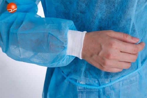 Sky Blue Full Sleeves Plain Non-woven Disposable Doctor Surgical Gown