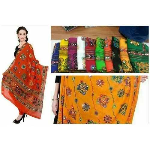 Comes In Various Colors Cotton Hand Embroidered Women Dupatta For Party And Casual Wear