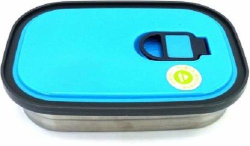 Plastic High Design And Light Weight Blue Color Stainless Steel Single Layer Round Shape Lunch Box