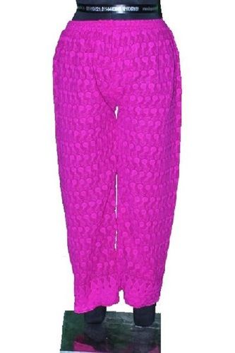 Indian Ladies Pink Comfortable Fit Casual Wear Printed Lucknowi Palazzo Pants