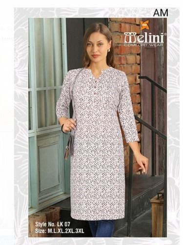 Long Sleeves White Rayon Kurta for Ladies With Embroidery and Mirror Work