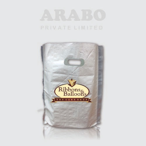 White Pp Woven D-Cut Carry Bag For Shopping With Handle And Rectangular Shape