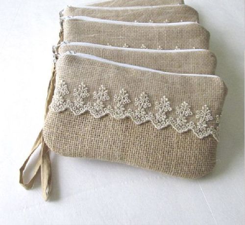 White Rectangular And Very Spacious Designer Ladies Jute Pouch For Casual Wear