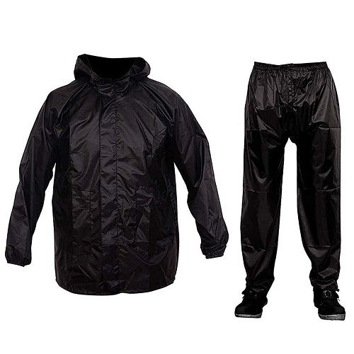 Water Resistant Black Color Waterproof Rain Suits Coat and Pant For Mens