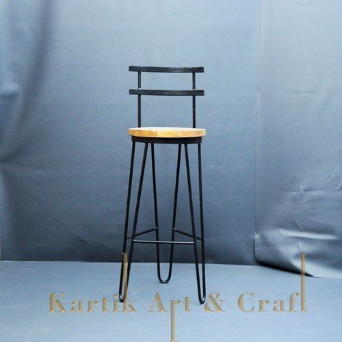 3 Legs Black Metal Stool For Bar And Restaurant, Size 16X16X30 Inch No Assembly Required