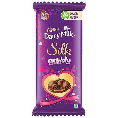  Cadbury Dairy Milk Silk Bubbly वैलेंटाइन चॉकलेट बार, 120 G पैक का साइज़: पैक किया हुआ 