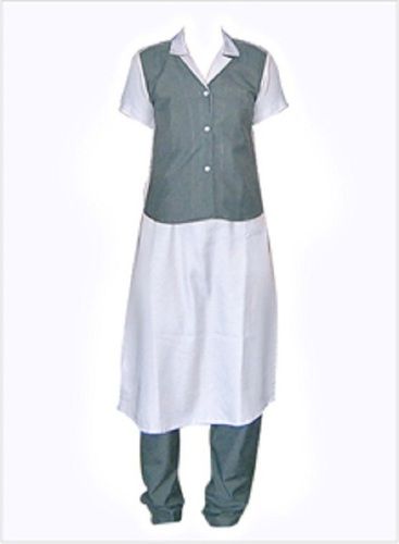 Girls Collar-Neck Half Sleeves Regular Fit Plain School Uniform Salwar Kameez Age Group: Below 18 Years