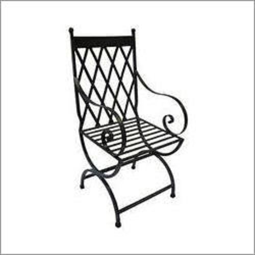 Custom High Back Black Color Modern Design Wrought Iron Patio Chairs With Armrest