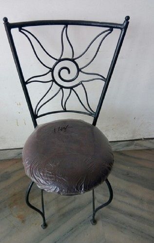 Custom High Back Modern Design Brown Color Wrought Iron Folding Chair With Cushion Seat