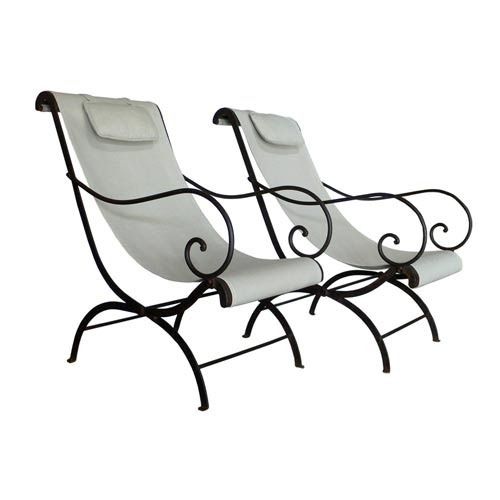 High Back Modern Design White Color Wrought Iron Folding Chair