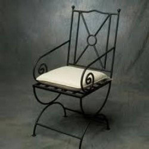 Custom High Back Standard Black Color Designer Wrought Iron Chairs With Armrest