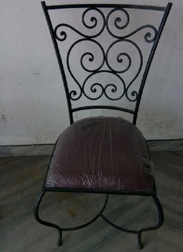 Custom High Back Standard Brown Color Wrought Iron Folding Chair With Cushion Seat