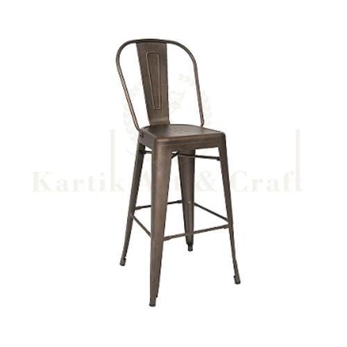 Low Back 4 Legs Brown Color Iron Chair for Bar and Restaurant, Size 16x16x30 Inches