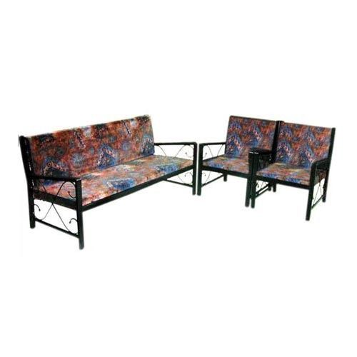 Custom Printed High Back 4 Legs Armrest Powder Coated Iron Sofa Set For Multipurpose