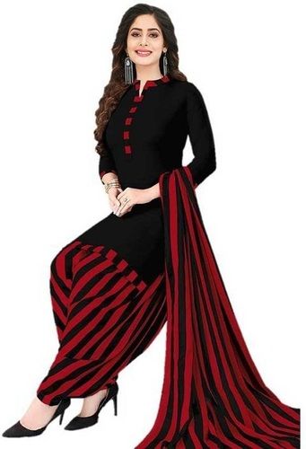 Red And Black Crepe Printed Salwar Suit Material, Ladies And Girls Decoration Material: Paint