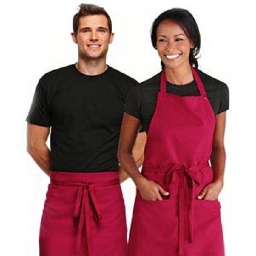 Ruby Pink Halter-neck Plain Restaurant And Hotel Chef Cooking Aprons