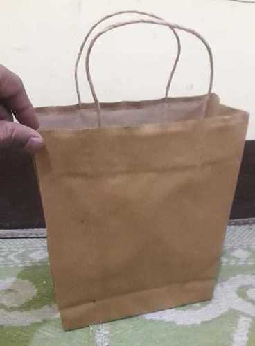 100% Biodegradable And Reusable Brown Color Paper Grocery Shopping Hand Bags Size: Medium