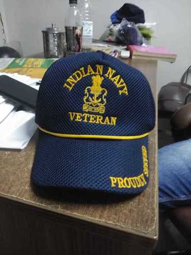 Blue Color Indian Navy Printed Embroidered Work Promotional Caps For Mens Gender: Unisex