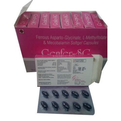 Ferrous Asparto Glycinate, L-Methylfolate And Mecobalamin Softgel Capsules Capsule Shape: Oval