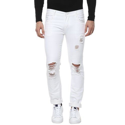 Plain Pattern Ultra Comfortable White Color Slim Fit Mens Jeans  Age Group: >16 Years