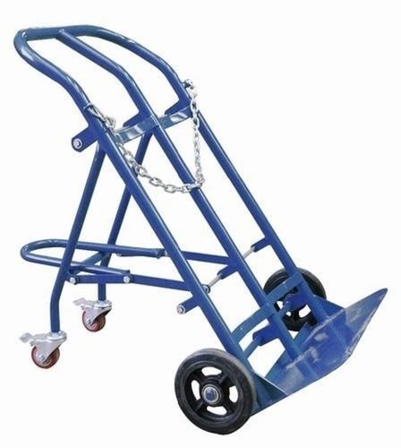 Portable Wheel Mount Mild Steel Double Gas Cylinder Trolley With Chain And Handle Application: Industrial