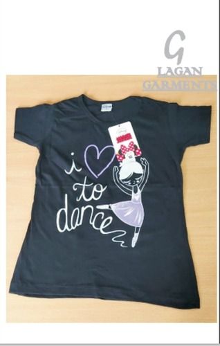 70 % Cotton And 30 % Polyester Disney Type Black Color T Shirt For Girls Gender: Female