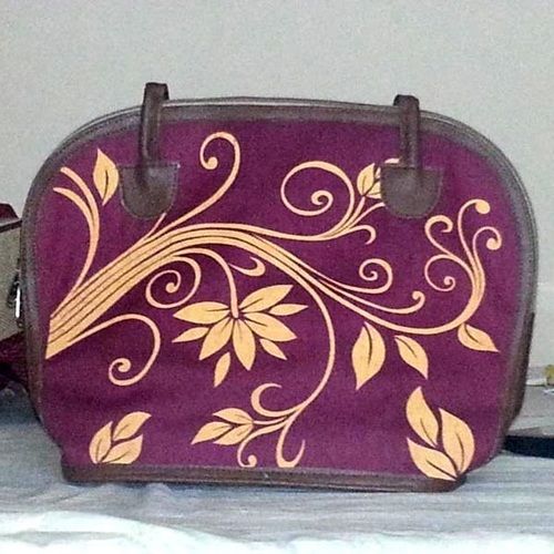 Designer Very Spacious Purple Fabric Ladies Handbag For Party Wear Gender: Women