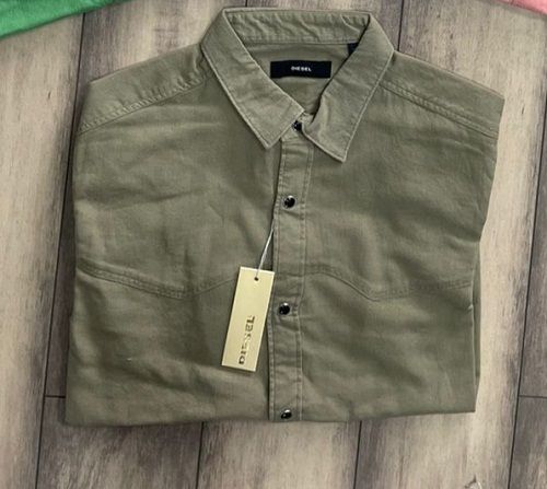 Full Sleeves Olive Green Casual Shirt With Spread Collar For Mens, X,m, L Size