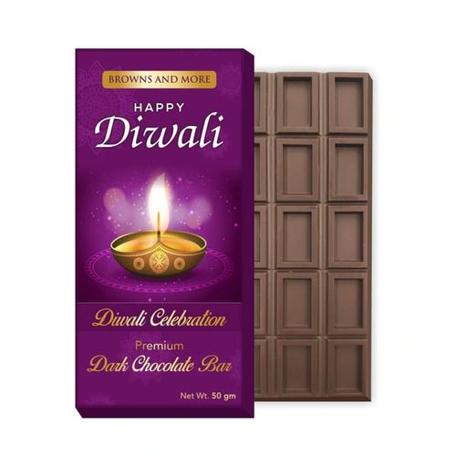 Happy Diwali Premium Sweet Silky Dark Chocolate Bar For Gift (50 Gms Pack) Place Of Origin: India