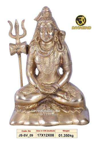 Lord Shiva Brass Statue 1.35 Kg With Laker Gold Finish And Dimension 17x12x8 cm