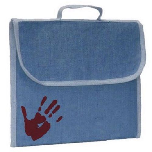 Blue Printed Blue, Light Weight And Spacious Jute Shoulder Style Laptop Bag