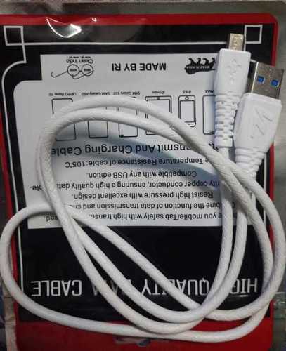 Reliable Nature Heat Resistance Lightweight White V8 Data Cable (1.5 Mtr)