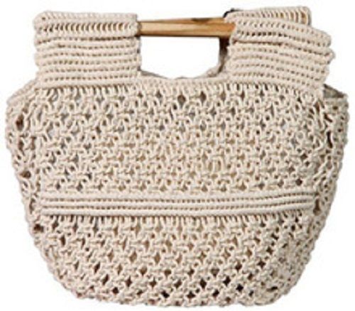 Moisture Proof White Light Weight And Spacious Designer Macrame Bag With Cotton Lining