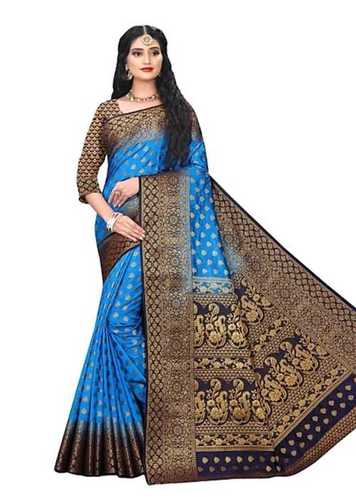 Generic Women's Cotton Silk Saree with Blouse (Firozi,5-6  Mtrs)-PID-31097-BSB29SAMYYYAYURA_FIROZI_NP : Amazon.in: कपड़े और एक्सेसरीज़