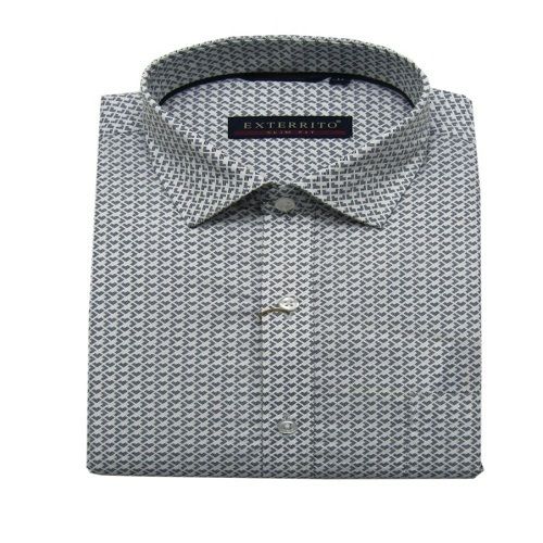 100% Cotton Full Sleeves Printed Stylish Gray And White Shirt For Mens Age Group: Customize