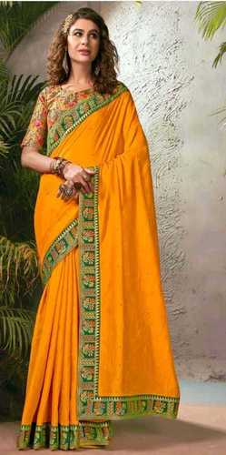 Cotton Silk Daily Wear Yellow And Green Patch Work Printed Ladies Sarees