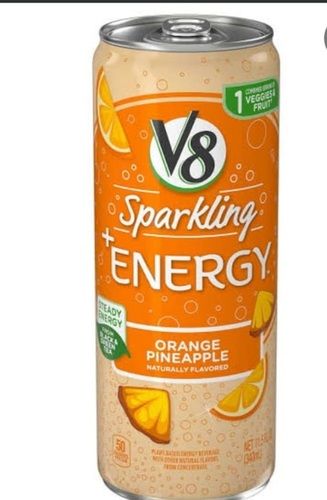 Sweet Taste Orange And Pineapple Natural Flavor V8 Energy Drinks Packaging: Can (Tinned)