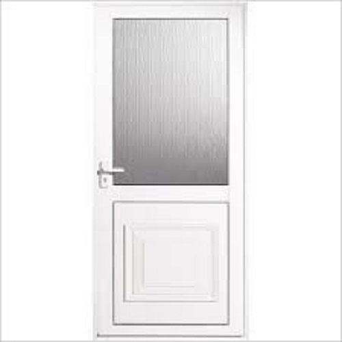 Silver White Aluminum Bathroom Swing Door With Left Lever Lock