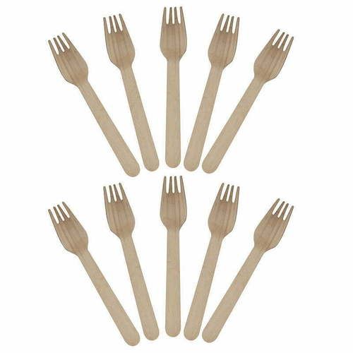 100% Eco-Friendly 140 MM Long Disposable Brown Odorless Birch Wood Fork