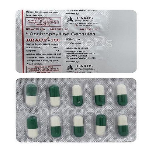  क्रोनिक ऑब्सट्रक्टिव पल्मोनरी डिजीज (सीओपीडी) के इलाज के लिए एसेब्रोफिलाइन कैप्सूल ब्रेस-100 