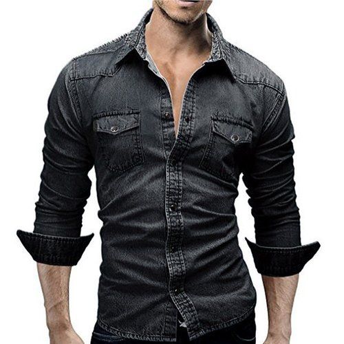 Mens Casual Wear Full Sleeves Straight Collar Plain Denim Shirt at Best  Price in Delhi