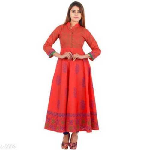 Fine Finish Red Color Daily Wear Ladies Fancy Kurti