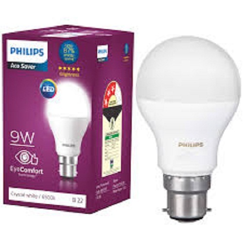 Philips 9W LED Bulb - Aluminum Body, Round Shape, Warm White Color | Instant Light, CRI > 80, Energy Saving, Lasts Up to 15 Years