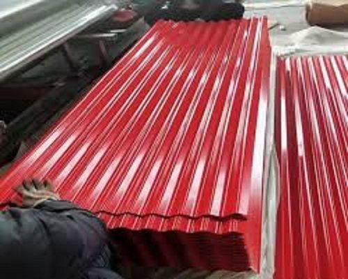 Steel Corrosion Resistant And Fine Finish Jsw 5-24 Feet Red Ppgl Roofing Sheet, Thickness: 0.45Mm,0.50Mm