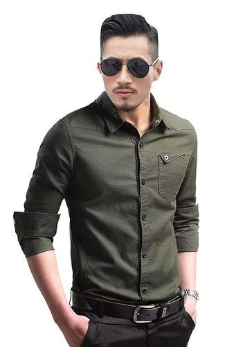 Grey Color Long Sleeves Slim Fit Button Down Casual Wear Mens Shirts Age Group: All Size Available